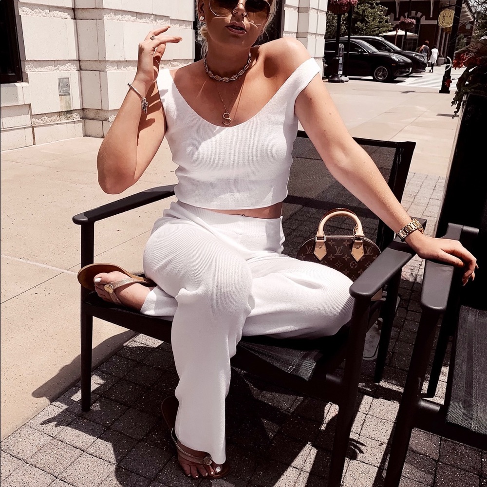 Tina White Knit Cropped Co-Ord Set